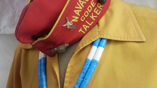 A uniform similar to the one pictures, that was worn by Navajo Code Talker George H. Kirk Sr. will return home after 15 years.