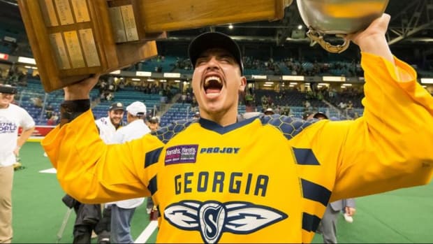 Miles Thompson scored the game winning Championship goal for the Georgia Swarm National Lacrosse League Cup Courtesy Georgia Swarm
