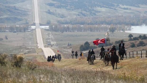 Horseback riders traveled along three proposed pipeline routes to show the terrain they would traverse and the lives they'd put at risk.