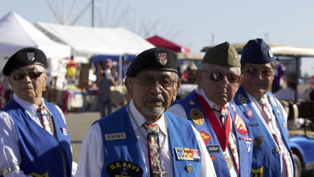 The Comanche Nation Fair, touted as the largest fair in southwest Oklahoma,marks its 25th year in existence. - Pictured: Jimmy Caddo with the Comanche Indian Veterans Association C.I.V.A.