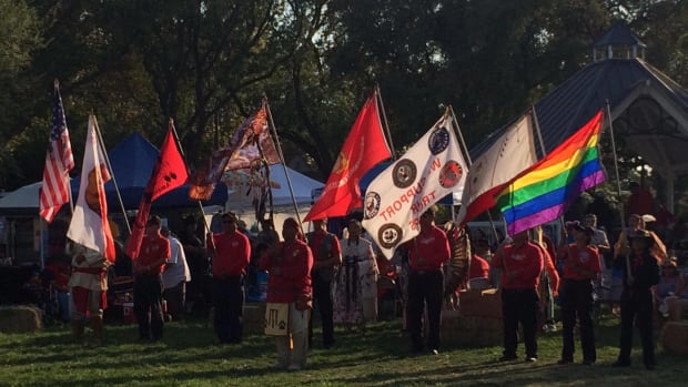 The Tracy Intertribal Pow Wow was special in that the Gay Pride flag was present alongside flags of the U.S. Military carried by the color guard during grand entry.