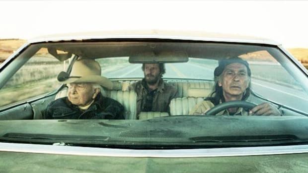 Dave Bald Eagle, Christopher Sweeney, and Richard Ray Whitman on the road in 'Neither Wolf Nor Dog.'