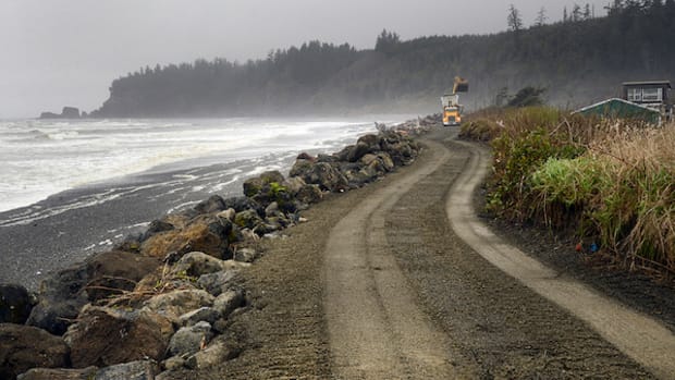 The Tahola Seawall, the only thing standing between the Quinault Indian Nation and the encroaching ocean, stayed firm during punishing storms over the weekend—but only because the tempest was not as strong as expected.