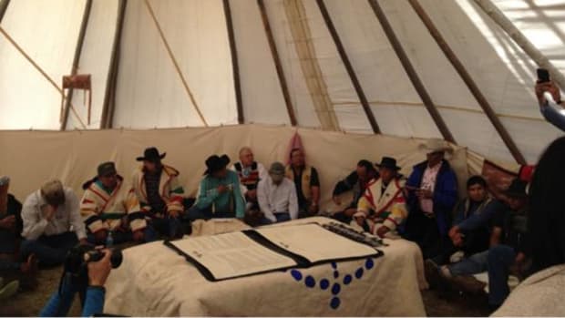 Tribal leaders gathered for the signing of the Buffalo Treaty
