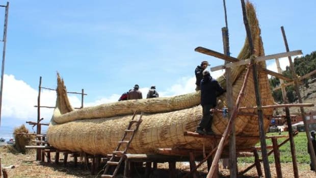 Summer Solstice: The residents of Suriqui Island, located in Lake Titicaca, are building this massive boat to carry President Evo Morales on a tour around Lake Titicaca to mark the southern hemisphere's winter solstice on December 21.