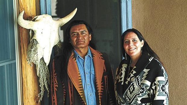 Walter Whitewater, Navajo, chef at Red Mesa Cuisine in Santa Fe, with his business partner Chef Lois Ellen Frank, Kiowa.