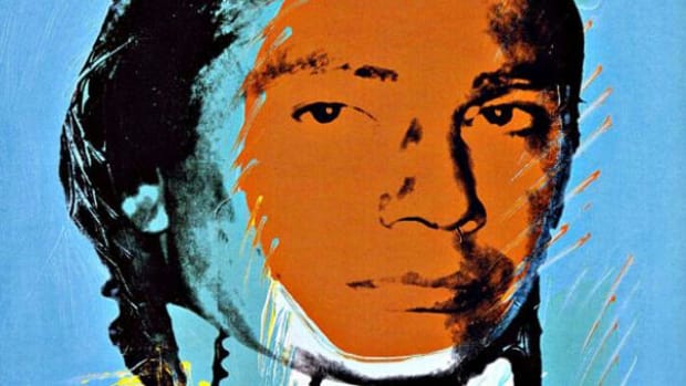 A portrait of Russell Means done by Andy Warhol for his American Indians series in 1976. (Image source: it.phaidon.com)