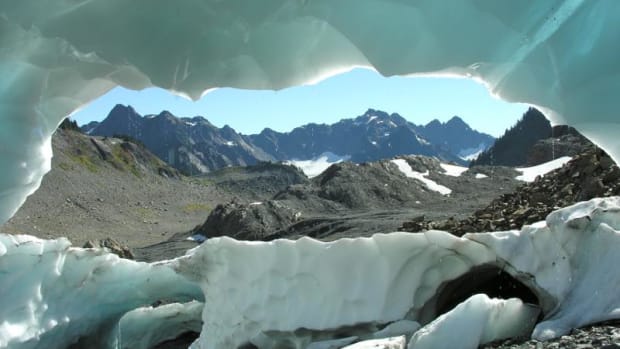 Due to climate change, the glacier on Mt. Anderson, in the Olympic Mountain Range, is gone.