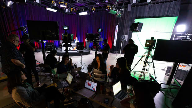 Behind the scenes of Native Election Night live on November 6, 2018. (Photo by Eugene Tapahe of Tapahe Photography)