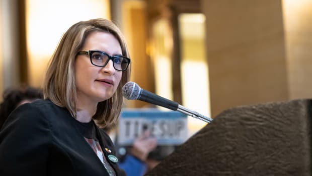 Lieutenant Governor Peggy Flanagan speaking at an International Women's Day ERA Rally at the Capitol in St. Paul, Minnesota (File photo by Lorie Shaull, Creative Commons)