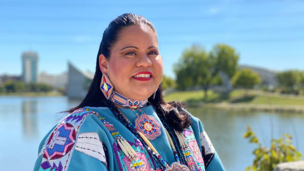 Dr. Ponka-We Victors, Tohono O'odham and Ponca, is running for her sixth term in the Kansas State Legislature in District 103. She talked about her 10-year service as an elected state official on September 29, 2020 in Wichita, Kansas. (Photo by Jourdan Bennett-Begaye, Indian Country Today)
