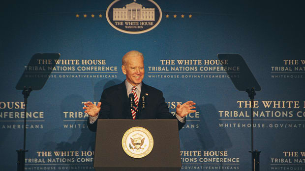 Former Vice President Joe Biden speaking at the 2014 The White House Tribal Nations Conference in Washington D.C. (Photo: Vincent Schilling)