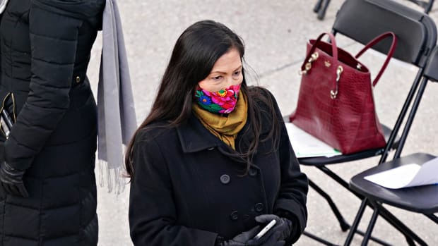 In this Jan. 20, 2021, file photo, Rep. Deb Haaland, a Democrat from New Mexico and nominee to be secretary of the interior for President Joe Biden, wears a mask while attending the 59th presidential inauguration in Washington. If confirmed, she would lead the Interior Department, which oversees tribal affairs, and she would be the first Native American in a Cabinet post. (Kevin Dietsch/Pool Photo via AP, File)