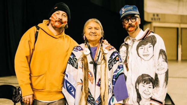Portugal. the Man band members after a performance to raise awareness about Missing and Murdered Indigenous Women (Photo courtesy of the PTM Foundation).