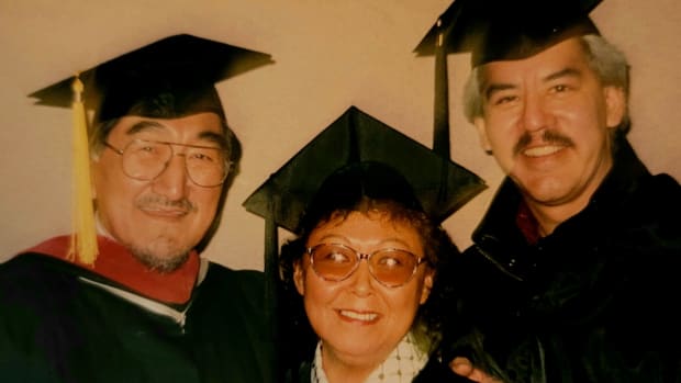 Paul Ongtooguk, right, with UAA faculty members James Nageak and Fannie Akpik, both Inupiaq. (Photo courtesy of Paul Ongtooguk, 2022)