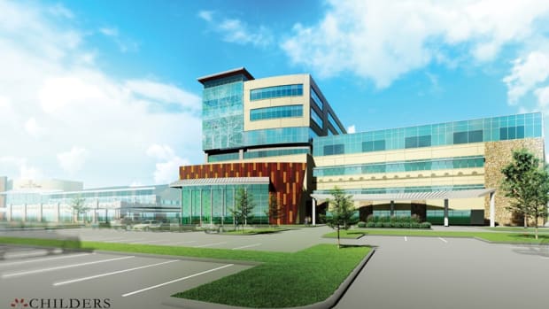 An artist’s rendering shows plans for the new Cherokee Nation hospital, announced in December 2021, that will replace the 40-year-old Hastings Hospital in Tahlequah, Oklahoma. (Courtesy of the Cherokee Nation)