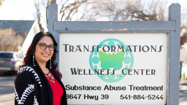 Ish Shuey is a certified recovery mentor with Transformations in Klamath Falls. (Photo by Herald and News)