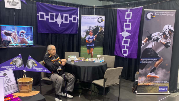 Oren Lyons at the Indian Gaming Association Tradeshow & Convention on April 20,2022. (Photo by Rex Lyons)