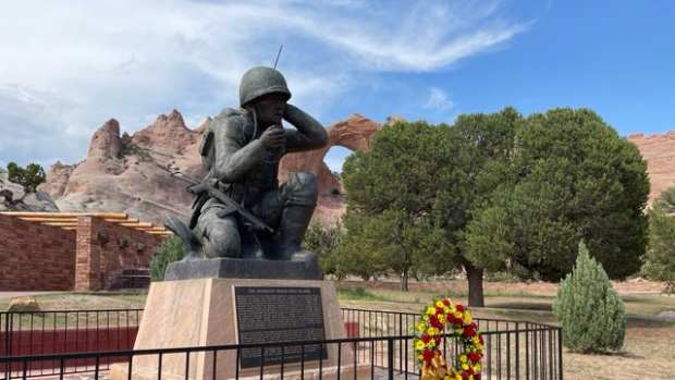 Pictured: Navajo Nation President Jonathan Nez, Vice President Myron Lizer, First Lady Phefelia Nez, Second Lady Dottie Lizer, 24th Navajo Nation Council Speaker Seth Damon, and Chief Justice JoAnn B. Jayne honored and paid tribute to all Navajo Code Talkers during a live Navajo Code Talker Day virtual tribute on Saturday, which featured special messages from leadership, Navajo Code Talker Peter MacDonald, Sr., United States Marine Corps retired General James Mattis, and Miss Navajo Nation Shaandiin Parrish. Due to COVID-19 risks, the annual event was held virtually.