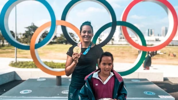Olympic gold medalist Tyla Nathan-Wong added a picture of her younger self to a Facebook post after winning a medal with New Zealand's women's rugby team. "If only you could believe and see what you have achieved in your lifetime," she wrote. Nathan-Wong, Ngāpuhi, is one of at least 25 Indigenous athletes who won medals in the Tokyo Olympics. (Photo courtesy of Tyla Nathan-Wong)