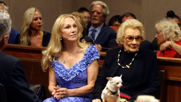 Abigail Kawananakoa, right, and her wife Veronica Gail Worth, appear in state court in Honolulu on Sept. 10, 2018. Kawananakoa, the last Hawaiian princess whose lineage included the royal family that once ruled the islands and an Irish businessman who became one of Hawaii’s largest landowners, died on Sunday, Dec. 11, 2022. She was 96. (AP Photo/Jennifer Sinco Kelleher)