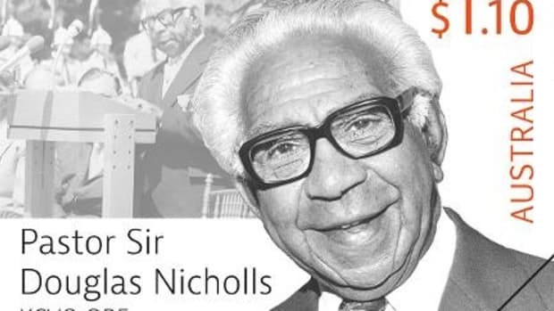A new postage stamp in Australia features Sir Douglas Nicholls, a Yorta Yorta man who was the first Aboriginal person knighted by the British empire, in 1972.  The stamp was unveiled at a ceremony on Tuesday, July 5, 2022, and released to the public the next day. Nicholls was a professional athlete, pastor and Aboriginal rights activist who spent decades working with his wife, Gladys, in helping Aboriginal people. (Photo via Australia Post)