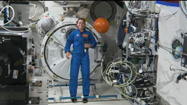 NASA Astronaut Nicole Mann in an in-flight interview from the International Space Station on October 19, 2022. (Screengrab, NASA Live)