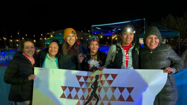 The Native Women Running team, including founder Verna Volker, Navajo, at far right, participated at the Javelina Jundred 100-mile race in Fountain Hills, Arizona, on Oct. 29-30, 2022. (Photo courtesy of Sergio Avila)