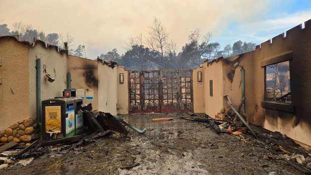 This photo provided by Los Angeles County Department of Parks and Recreation shows wildfire damage at the Eaton Canyon Nature Center on Wednesday, Jan. 8, 2025 Pasadena, Calif. (Los Angeles County Department of Parks and Recreation via AP)   