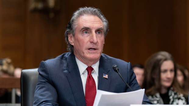 Former North Dakota Gov. Doug Burgum, President-elect Donald Trump's choice to lead the the Interior Department as Secretary of the Interior, testifies before the Senate Energy and Natural Resources Committee on Capitol Hill in Washington, Thursday, Jan. 16, 2025. (AP Photo/Jose Luis Magana)