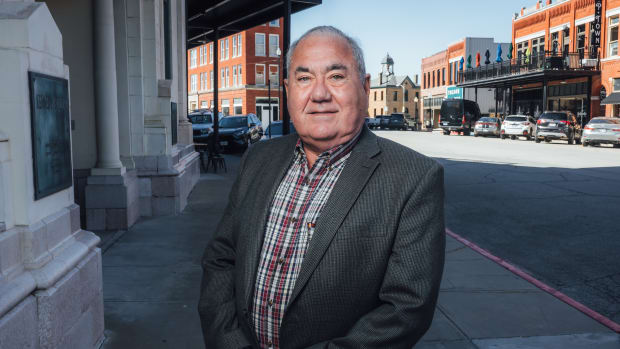 Osage Nation Principal Chief Geoffrey Standing Bear stands in downtown Pawhuska, Oklahoma, on April 6, 2022, where he has been working to develop intergovernmental partnerships on multiple community projects that will benefit the entire region. (Photo by Cody Hammer/Osage News)