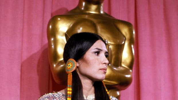 Actress and activist Sacheen Littlefeather was just 26 years old when she stunned the Academy Awards in 1973 by rejecting the best actor Oscar on behalf of Marlon Brando because of the injustices in the way Indigenous people were treated in the film and television industries. The Academy of Motion Picture Arts and Sciences apologized to her in June 2022 for the mistreatment she suffered after the speech. (Photo courtesy of Globe Photos/ZUMA Press via Academy Museum of Motion Pictures)