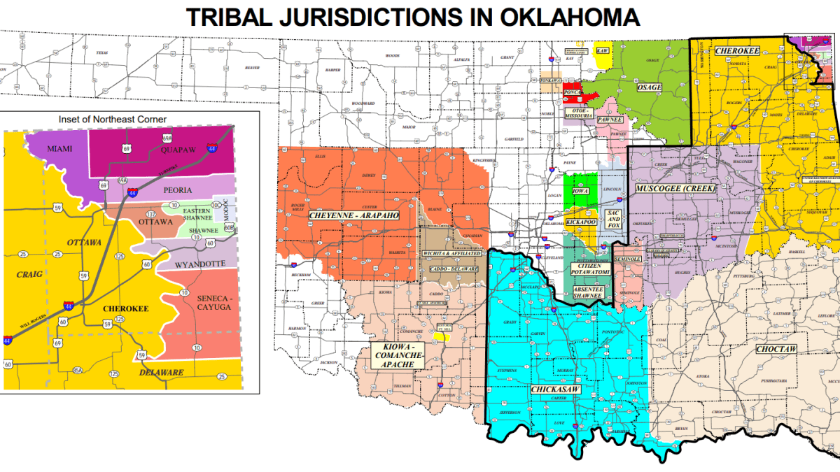 Oklahoma native american tribes deals map