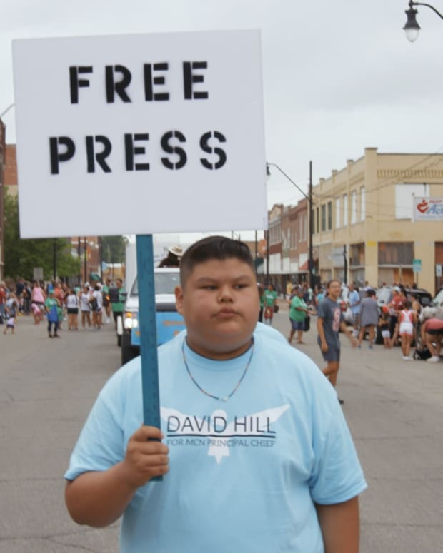 This still shot is taken from the film, "Bad Press," by directors Rebecca Landsberry-Baker, Muscogee (Creek), and Joe Peeler, an official selection of the U.S. Documentary Competition at the 2023 Sundance Film Festival. (Photo courtesy of Sundance Institute)