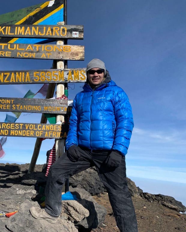 Dr. Jacob Weasel standing at the summit of Kilimanjaro in Tanzania.courtesy photo