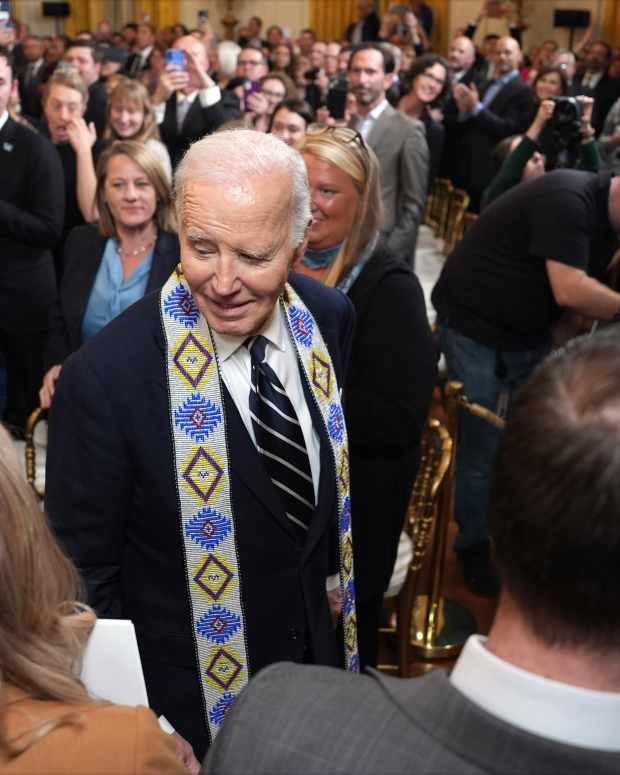 President Joe Biden departs after signing a proclamation to establish the Chuckwalla National Monument and the Sáttítla Highlands National Monument during an event in the East Room of the White House, Tuesday, Jan. 14, 2025, in Washington. (AP Photo/Evan Vucci)   