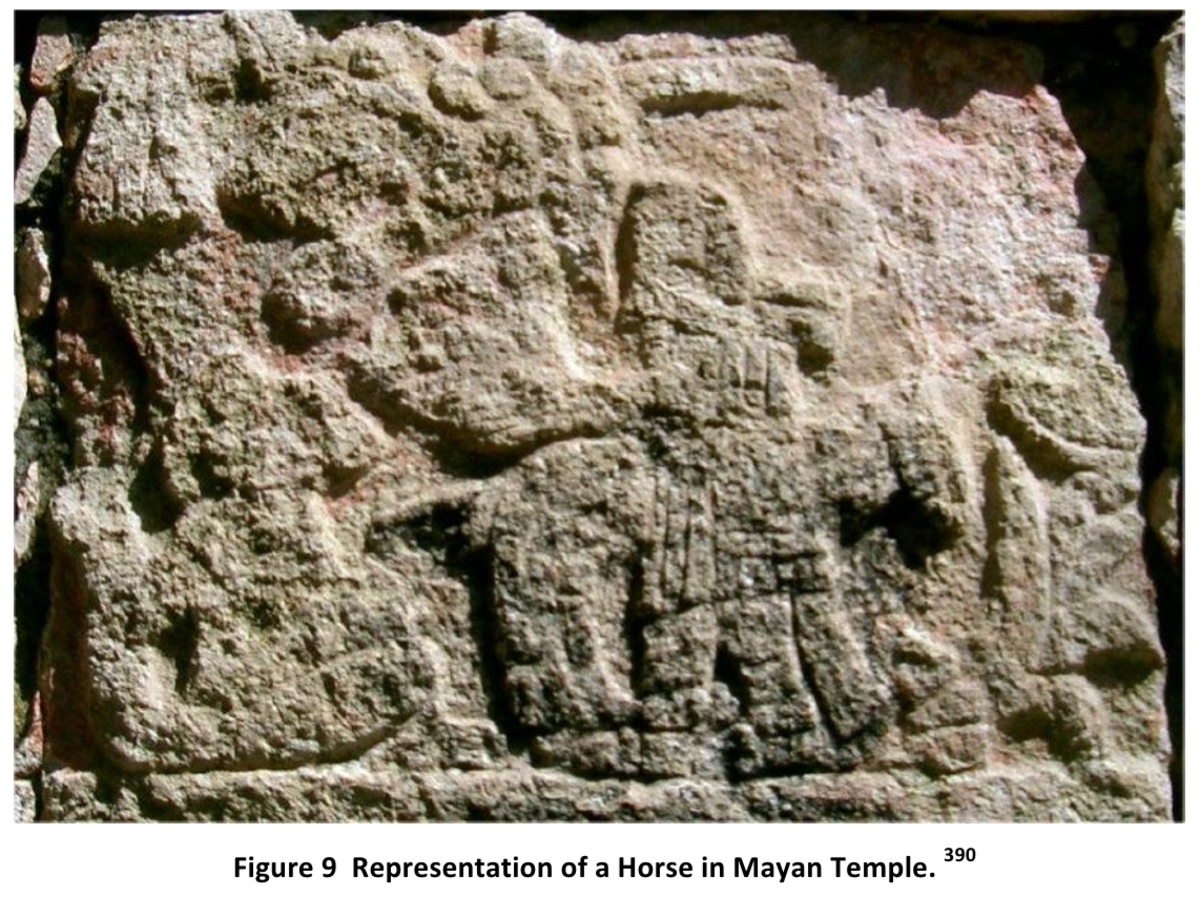 Representation of a horse in a Mayan temple