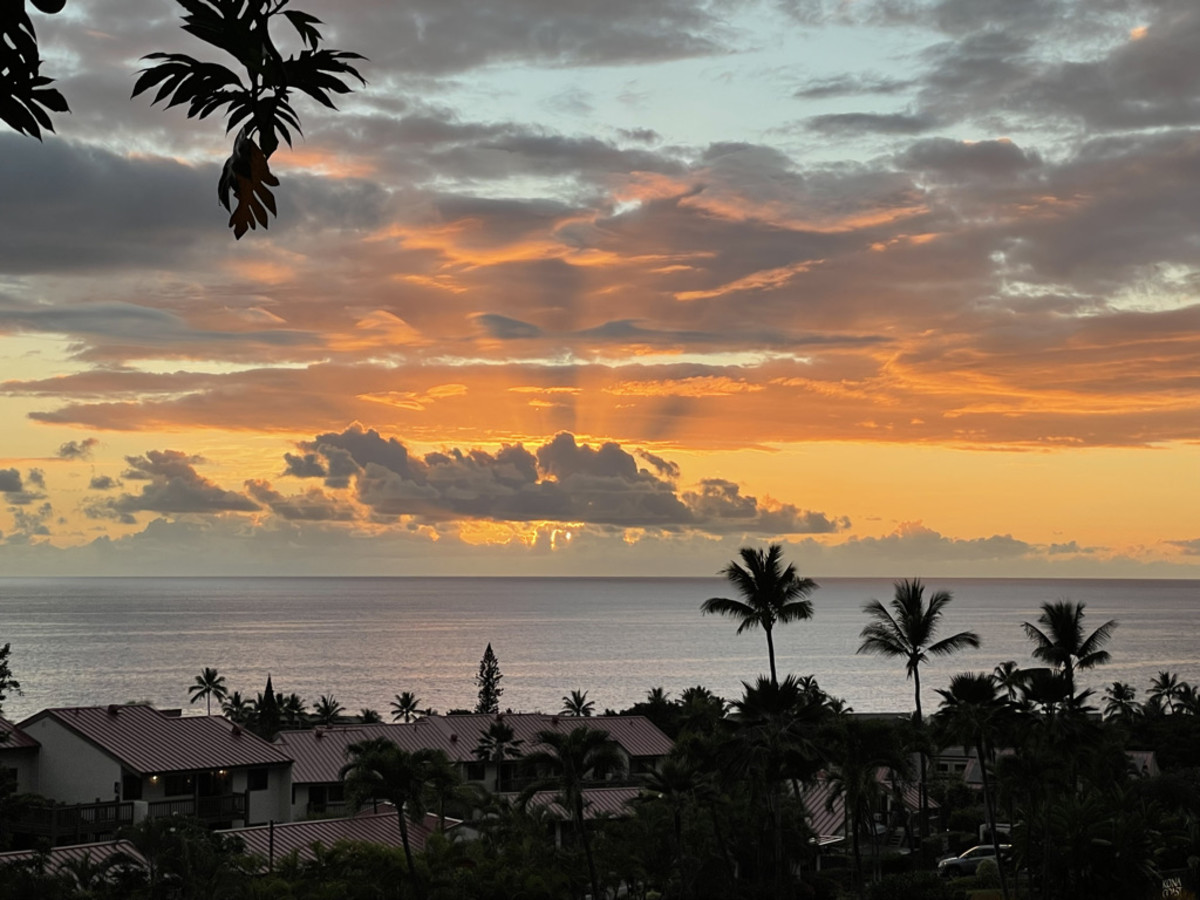 Sunset seen from Kailua-Kona, Big Island, Hawai'i. Sept. 14, 2021 (Photo by Joaqlin Estus, National Correspondent, Indian Country Today).