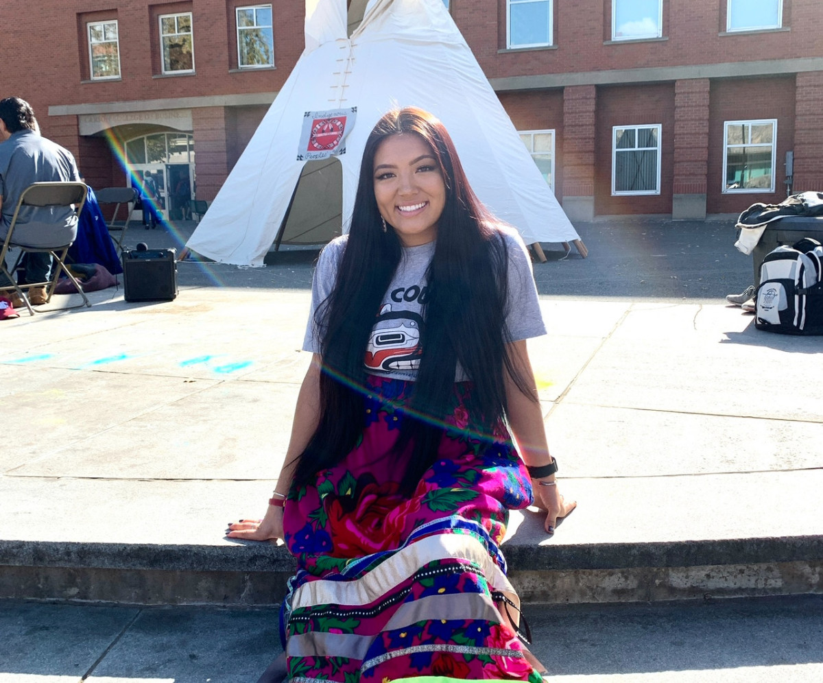 Jaissa Grunlose, 2021 WSU graduate and Colville Confederated Tribes member now working on home ownership issues in her community, participated in the Native American Women’s Association in college to help close the knowledge gap about land-grant institutions. (Photo courtesy, Jaissa Grunlose)