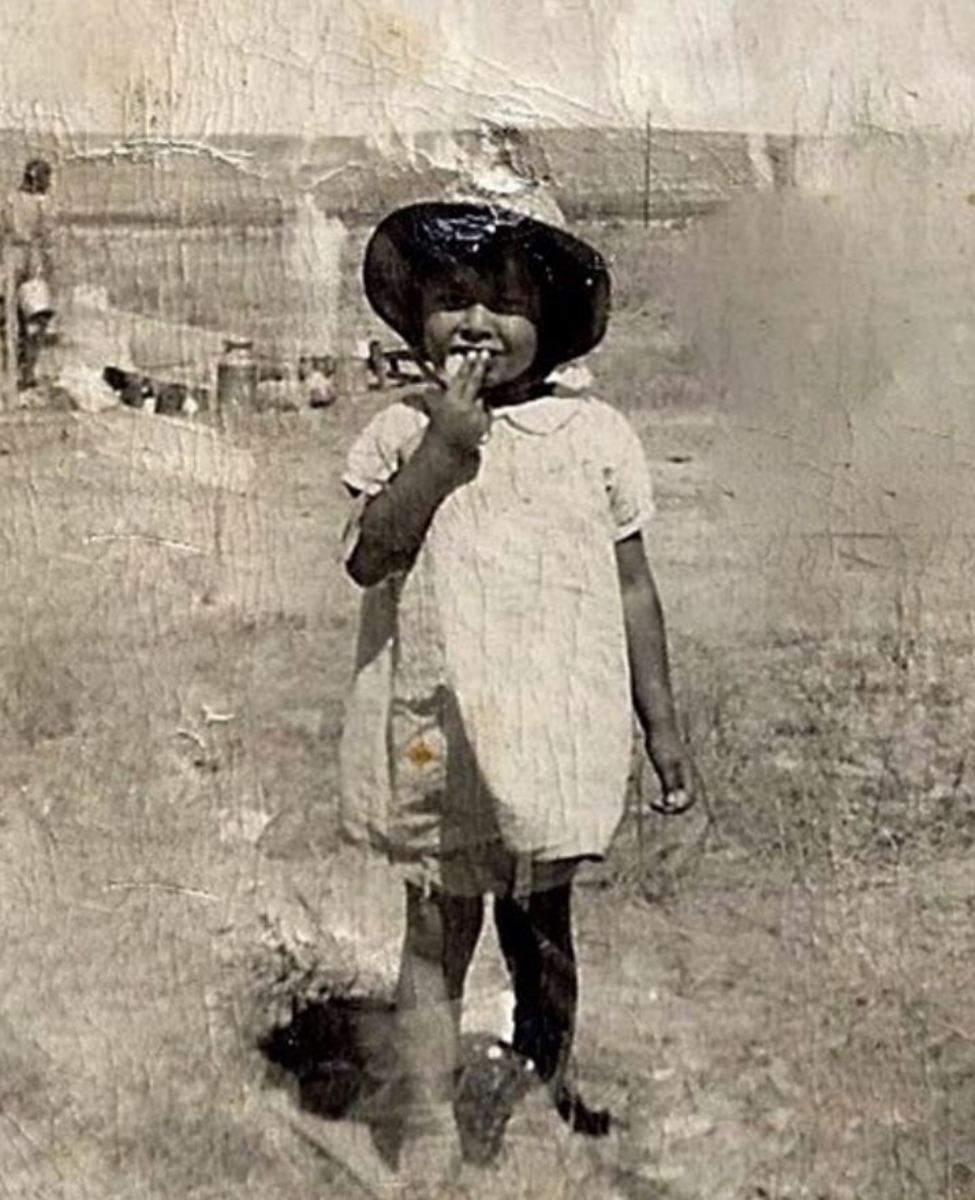 Bev Warne as a young child on the Pine Ridge Reservation in the 1940s.  (Photo courtesy of SDSU)
