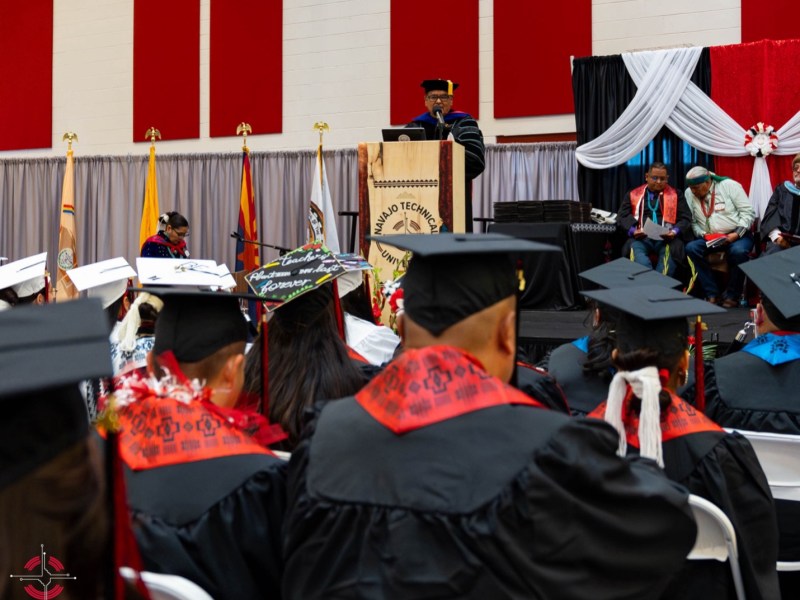 Graduates attend Navajo Technical University’s fall commencement ceremony in Crownpoint, New Mexico, on Dec. 13, 2024.
