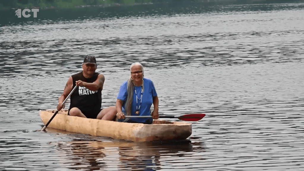 Traditional Native American Menominee dugout canoe