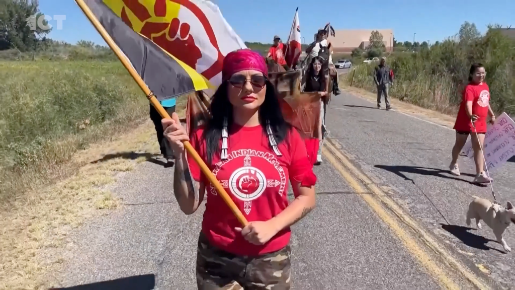 Tribal members protest church that calls out Indigenous spirituality with march