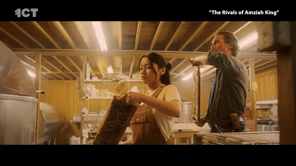 Actress Angelina LookingGlass with actor Matthew Mcconaughey in upcoming movie “The Rivals of Amzia King”