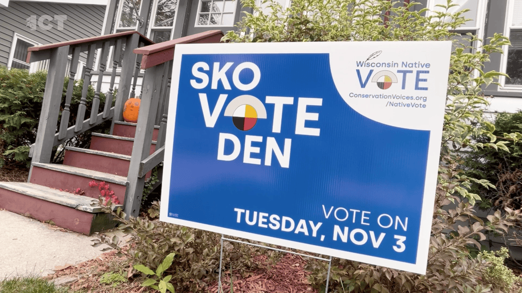 Indigenous Native American Voting sign that says Sko Vote Den or "Go vote then" vote on Tuesday November 3 in 2026